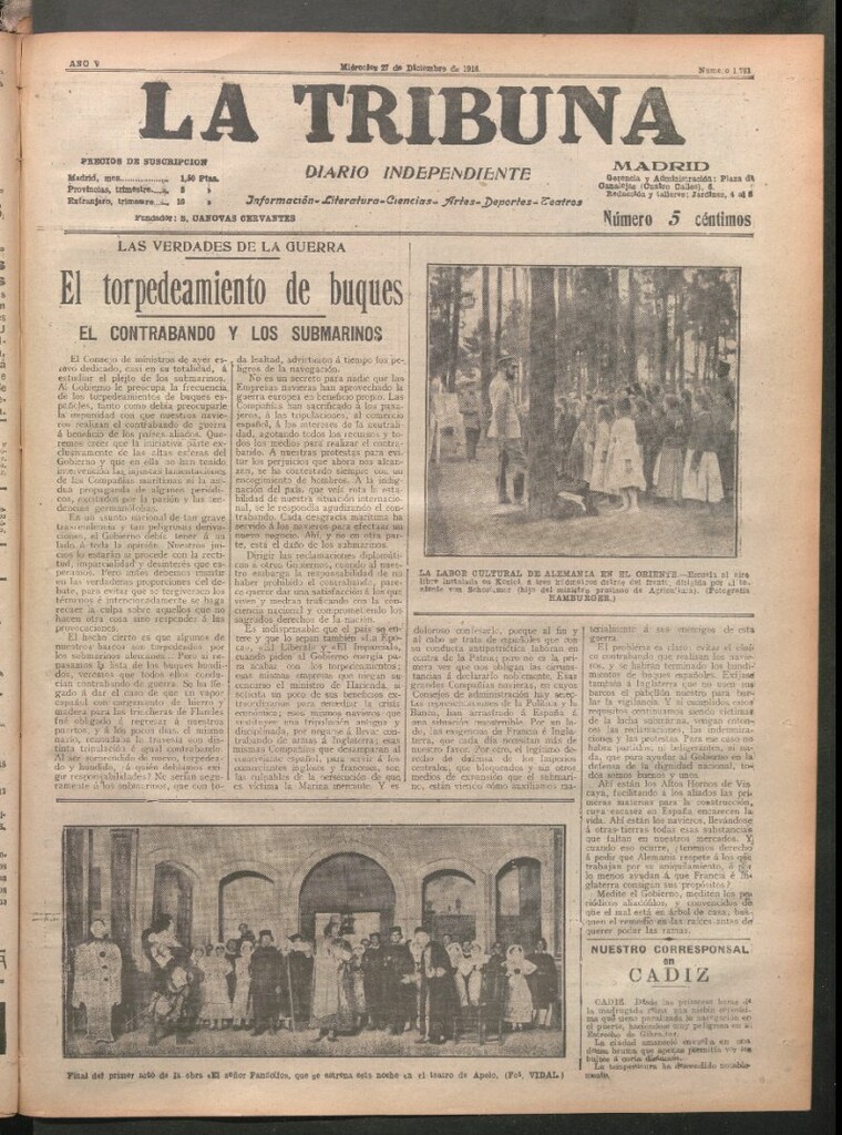 Miniatura de La Tribuna del 27 de diciembre de 1916