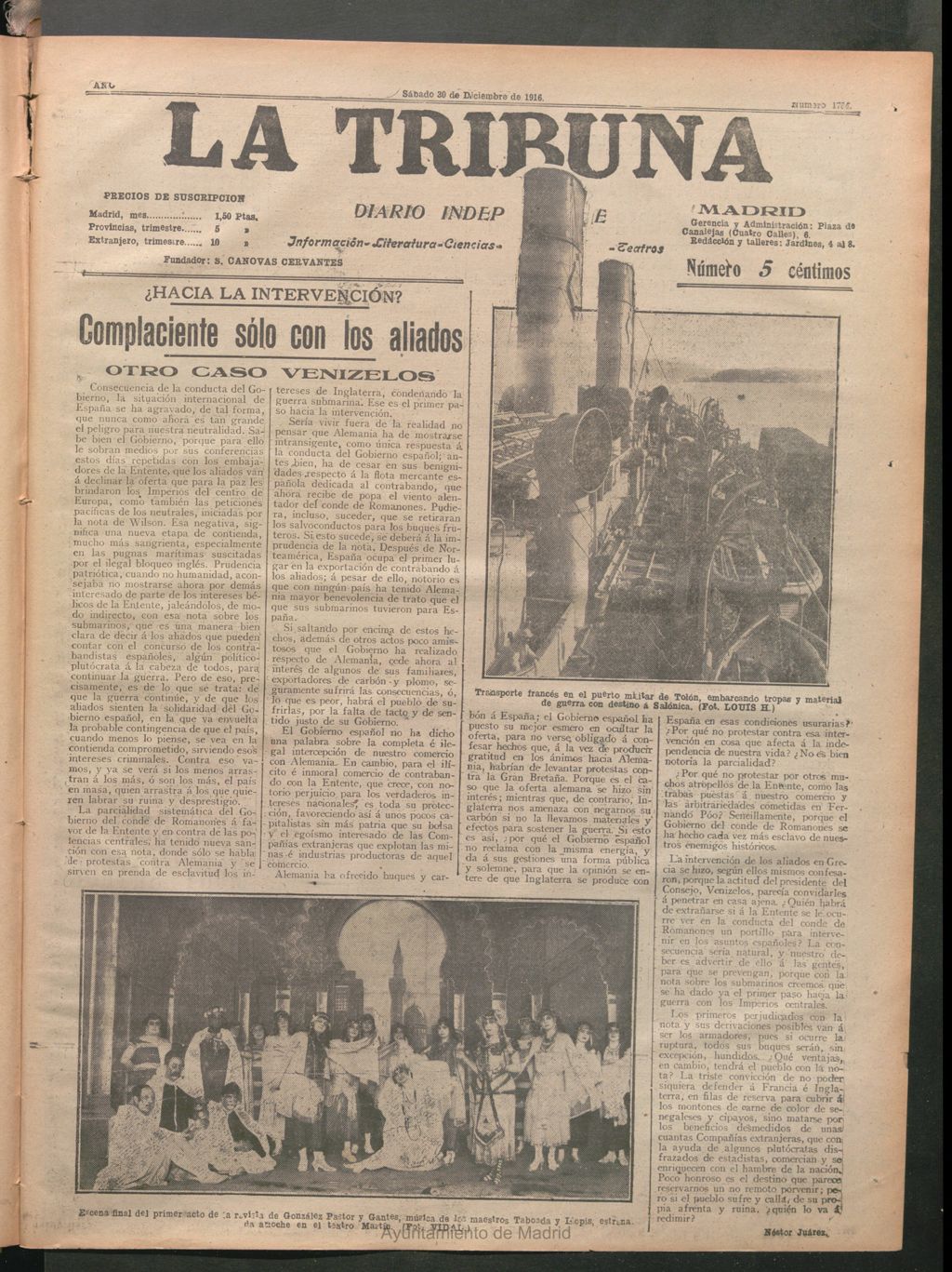 Miniatura de La Tribuna del 30 de diciembre de 1916