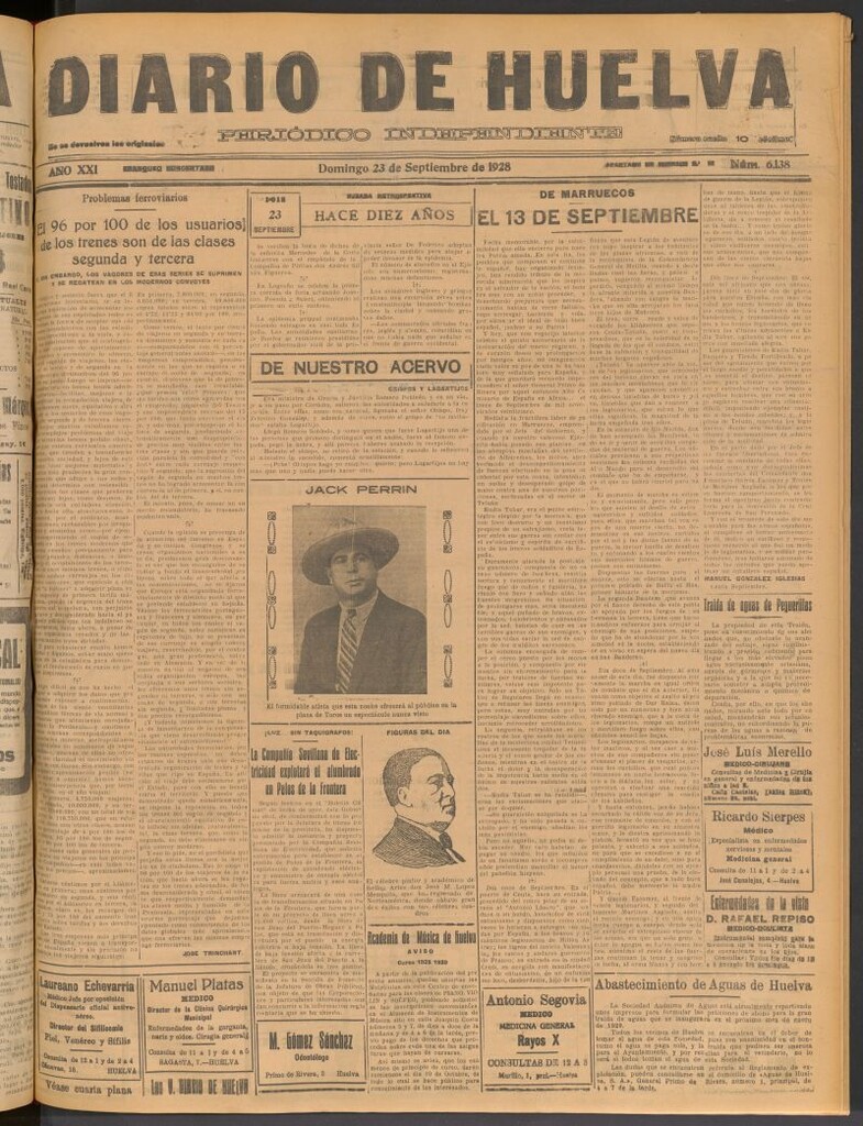 Miniatura de Diario de Huelva : periódico independiente del 23 de septiembre de 1928