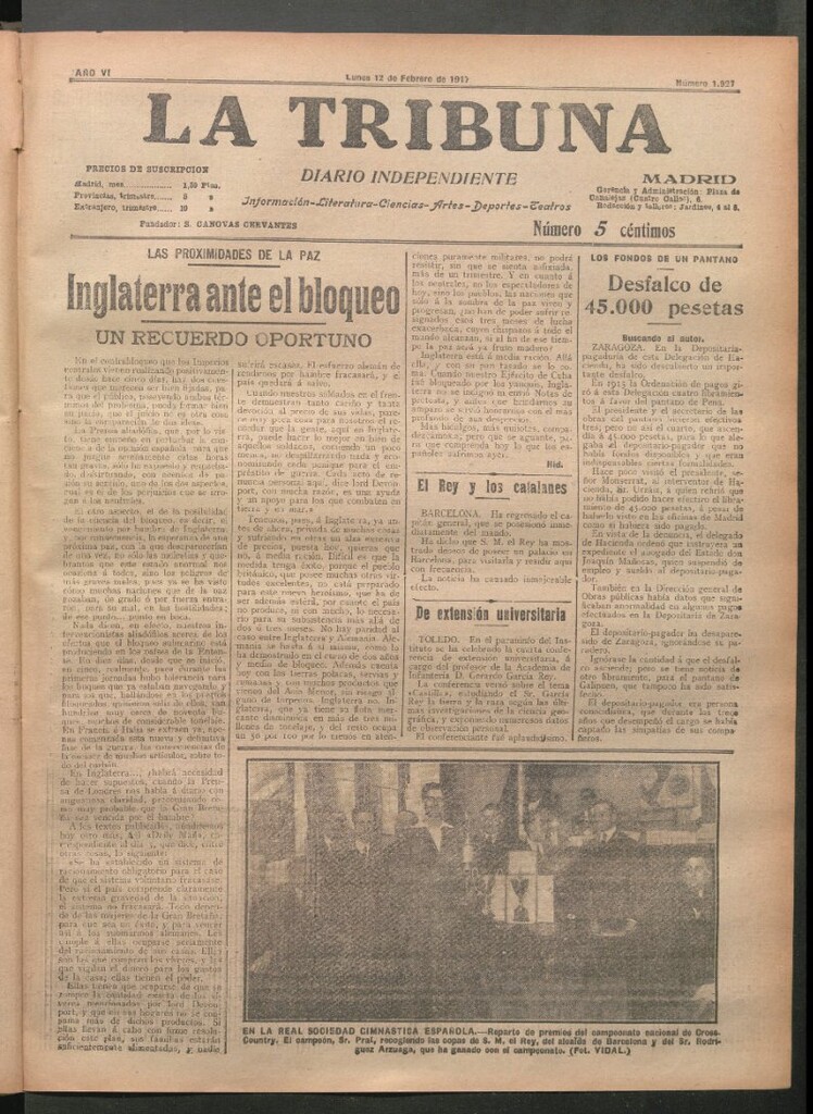 Miniatura de La Tribuna del 12 de febrero de 1917