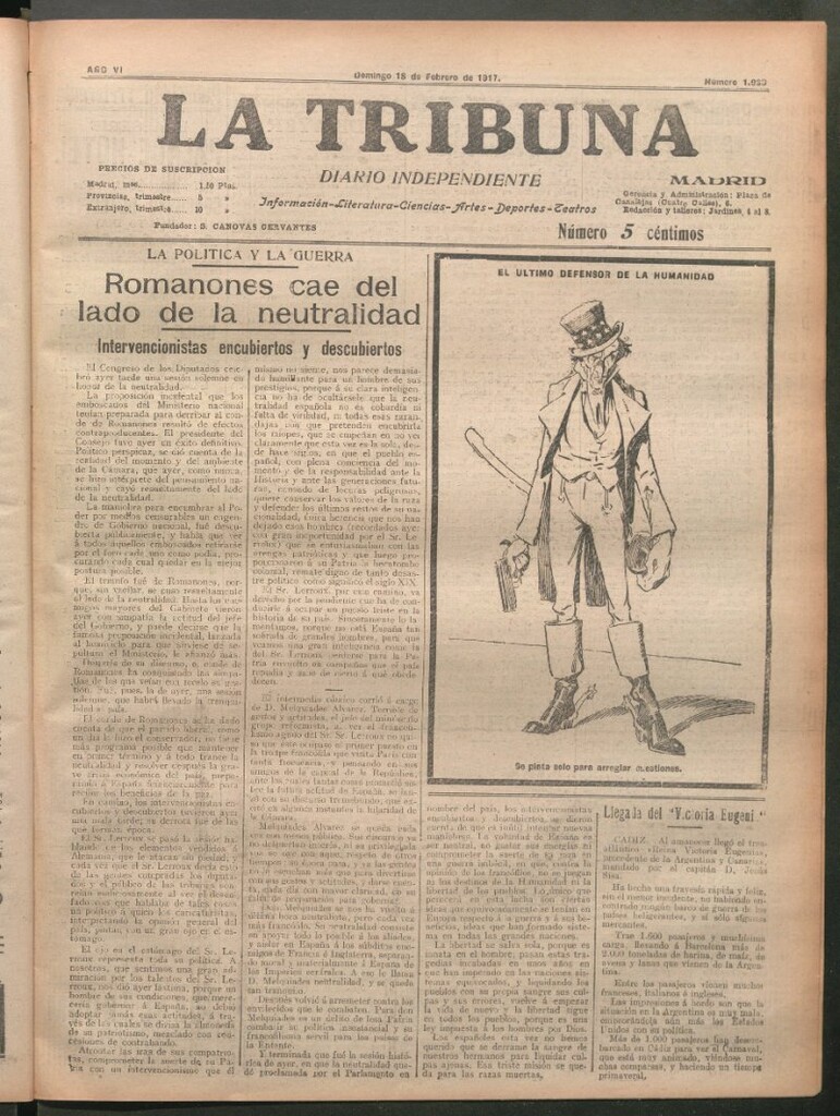 Miniatura de La Tribuna del 18 de febrero de 1917