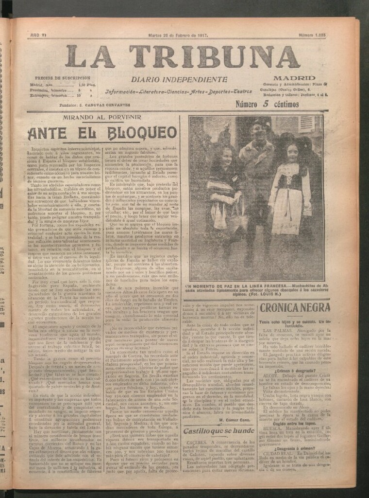 Miniatura de La Tribuna del 20 de febrero de 1917