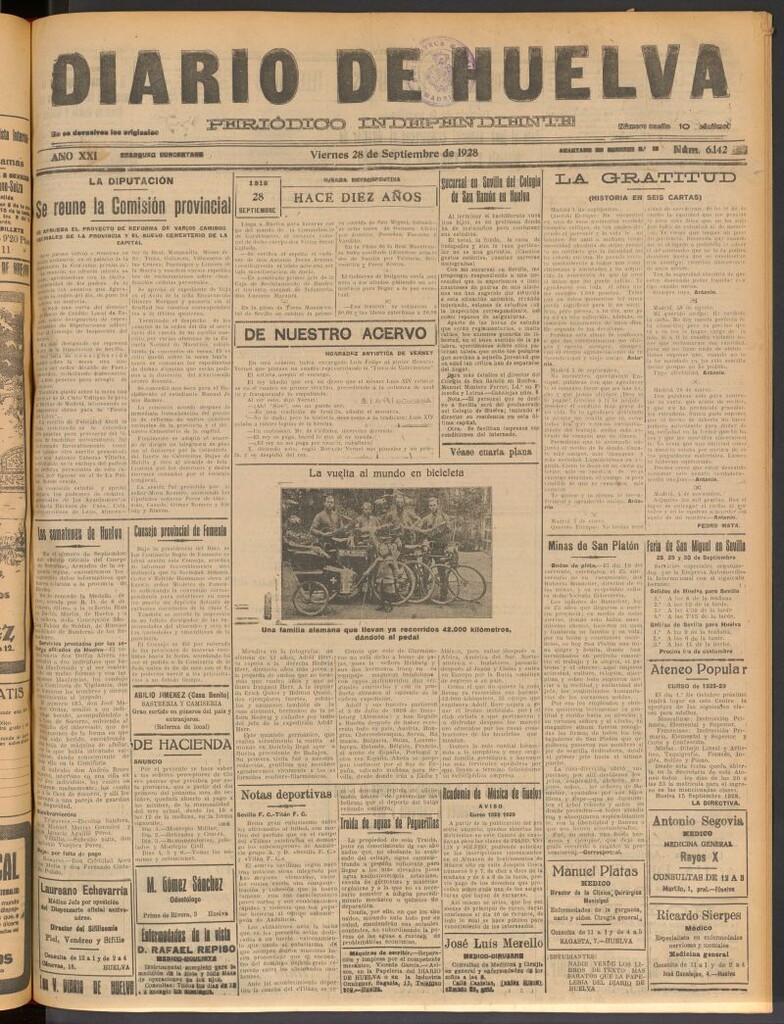 Miniatura de Diario de Huelva : periódico independiente del 28 de septiembre de 1928