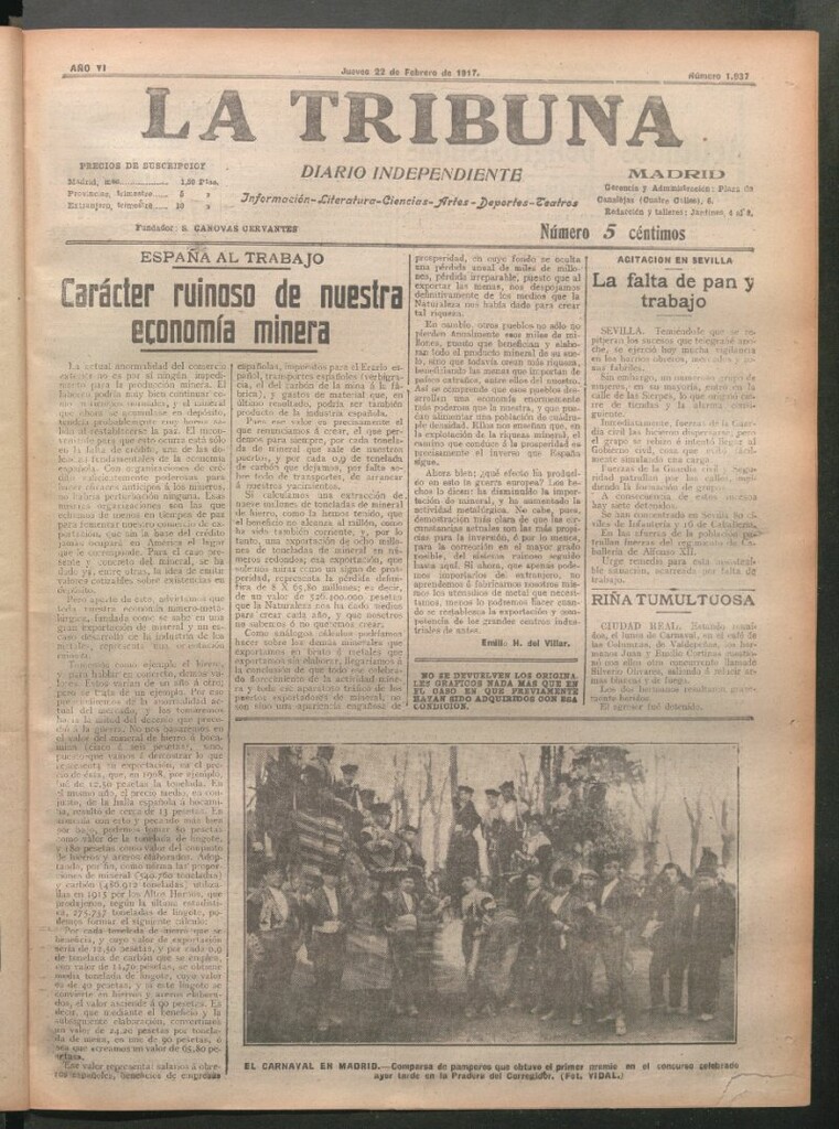 Miniatura de La Tribuna del 22 de febrero de 1917