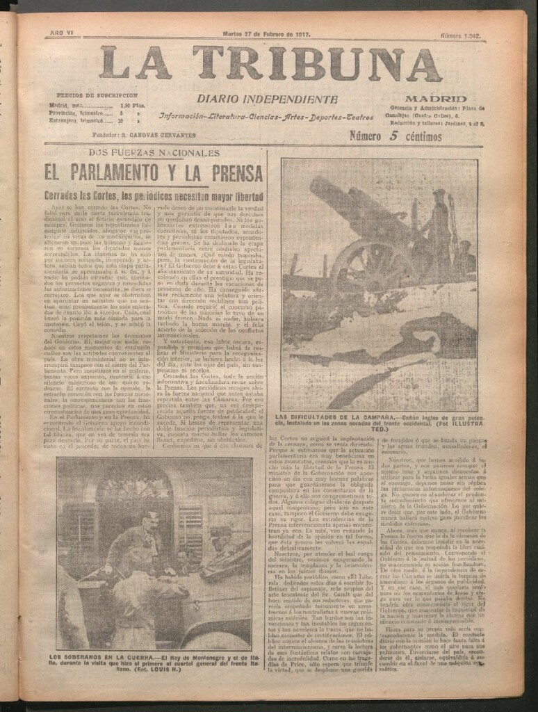 Miniatura de La Tribuna del 27 de febrero de 1917