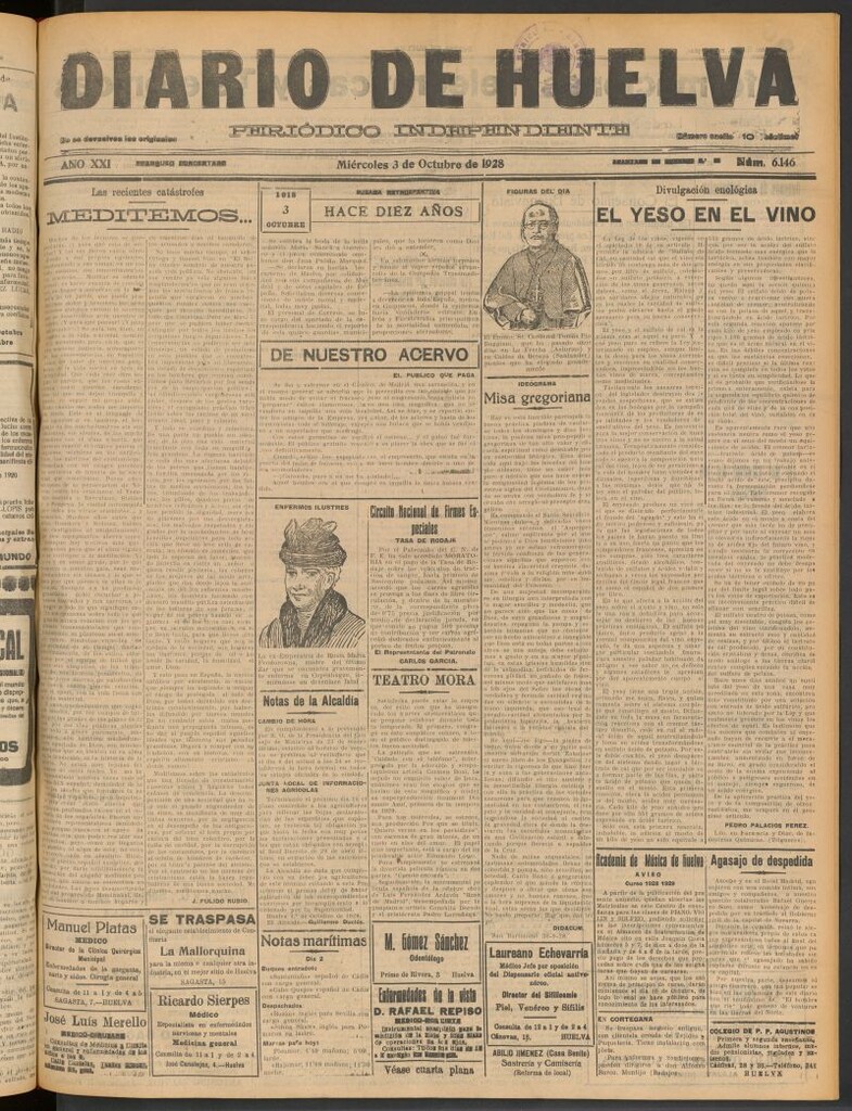 Miniatura de Diario de Huelva : periódico independiente del 3 de octubre de 1928
