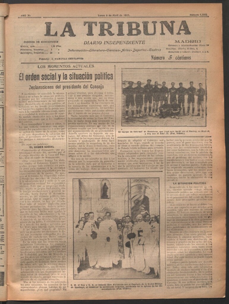 Miniatura de La Tribuna del 9 de abril de 1917