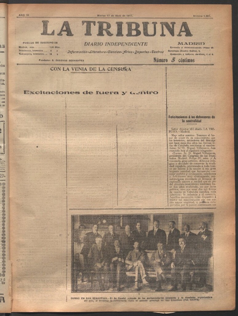 Miniatura de La Tribuna del 17 de abril de 1917