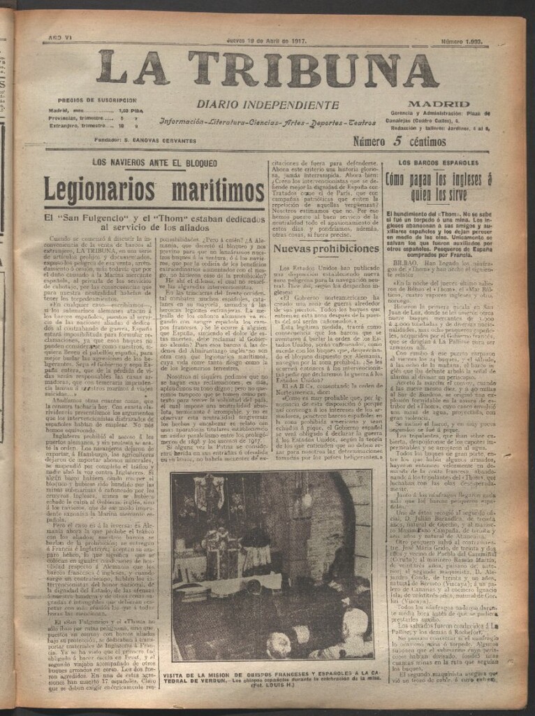 Miniatura de La Tribuna del 19 de abril de 1917