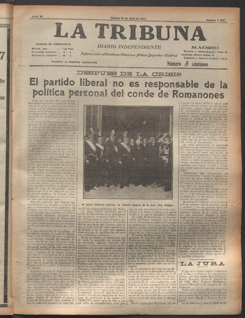 Miniatura de La Tribuna del 20 de abril de 1917