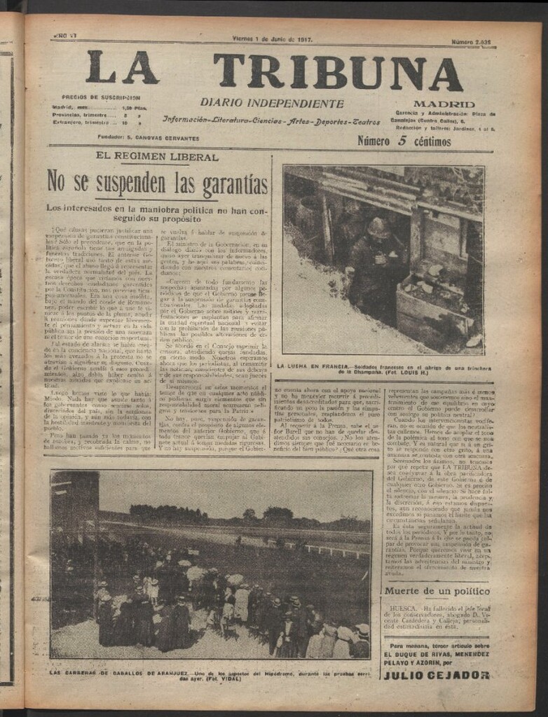 Miniatura de La Tribuna del 1 de junio de 1917