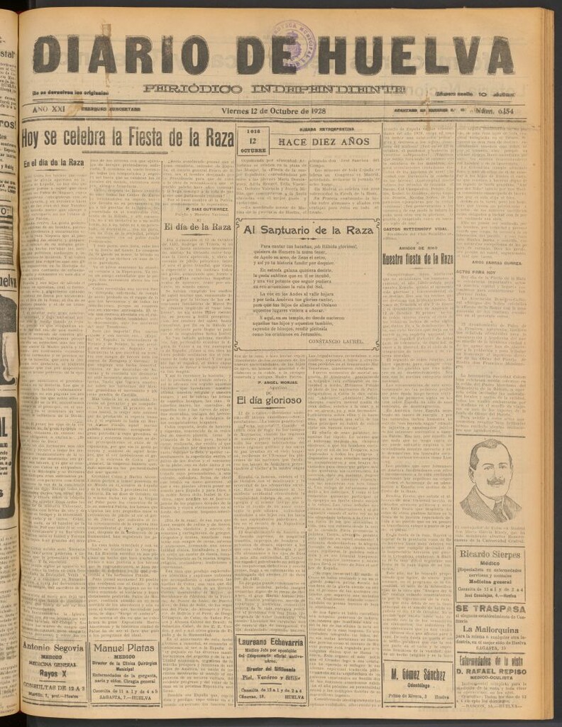 Miniatura de Diario de Huelva : periódico independiente del 12 de octubre de 1928