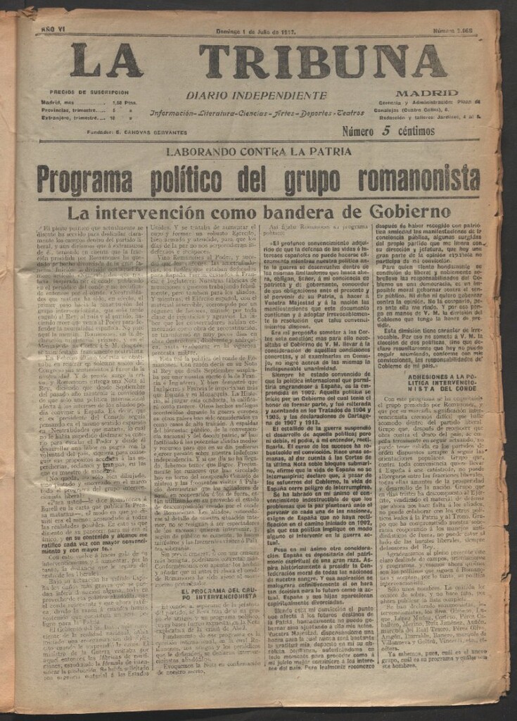 Miniatura de La Tribuna del 1 de julio de 1917