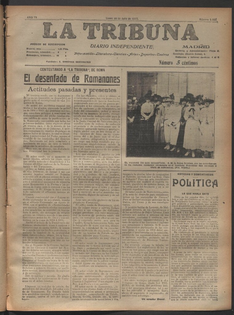 Miniatura de La Tribuna del 30 de julio de 1917