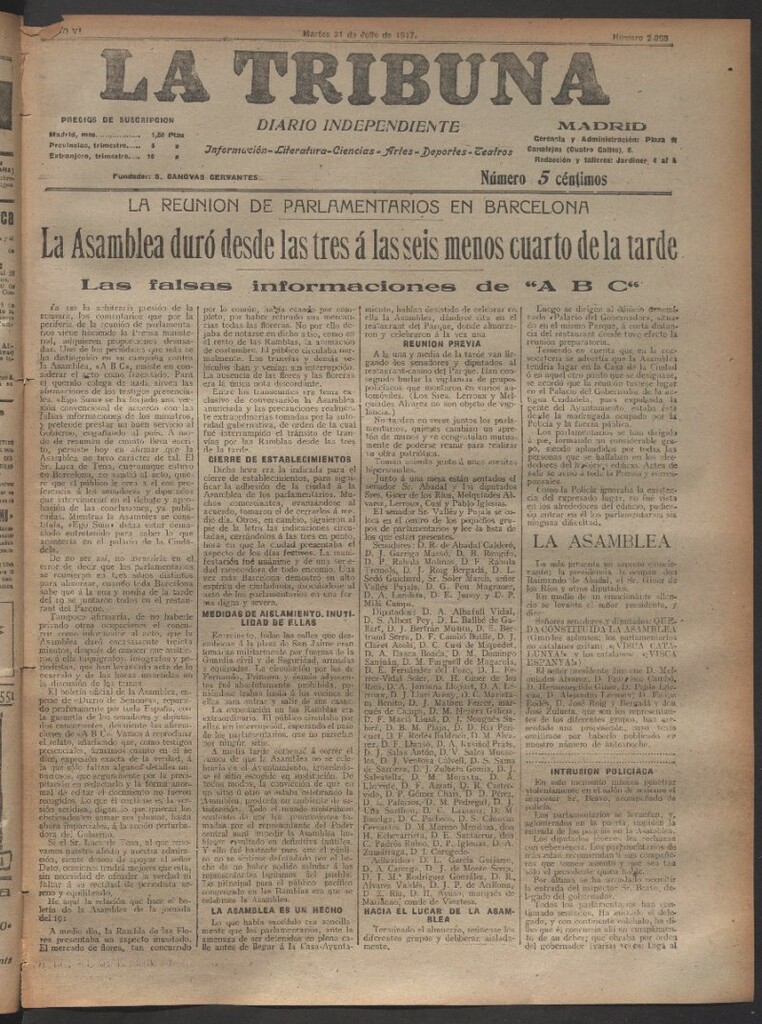 Miniatura de La Tribuna del 31 de julio de 1917