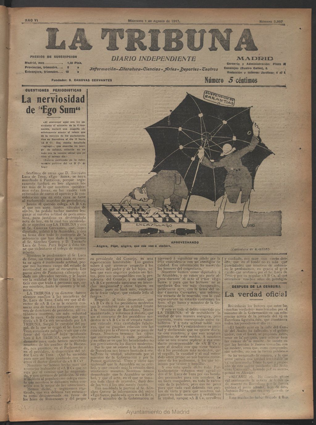 Miniatura de La Tribuna del 1 de agosto de 1917