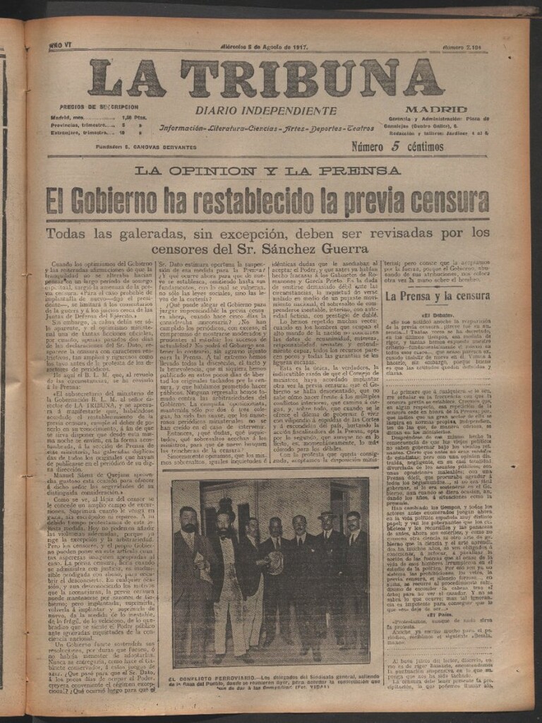 Miniatura de La Tribuna del 8 de agosto de 1917