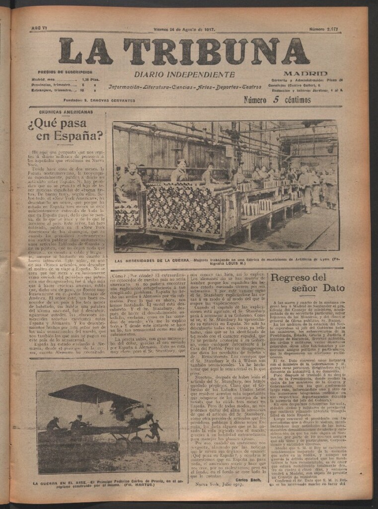 Miniatura de La Tribuna del 24 de agosto de 1917