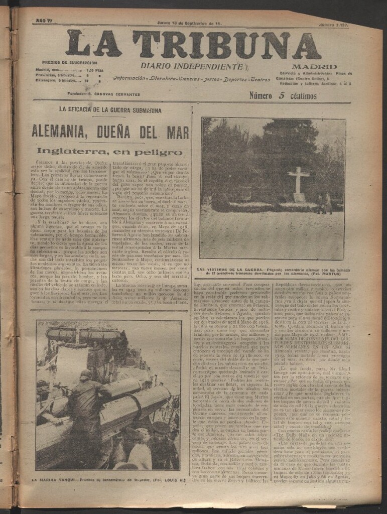 Miniatura de La Tribuna del 13 de septiembre de 1917