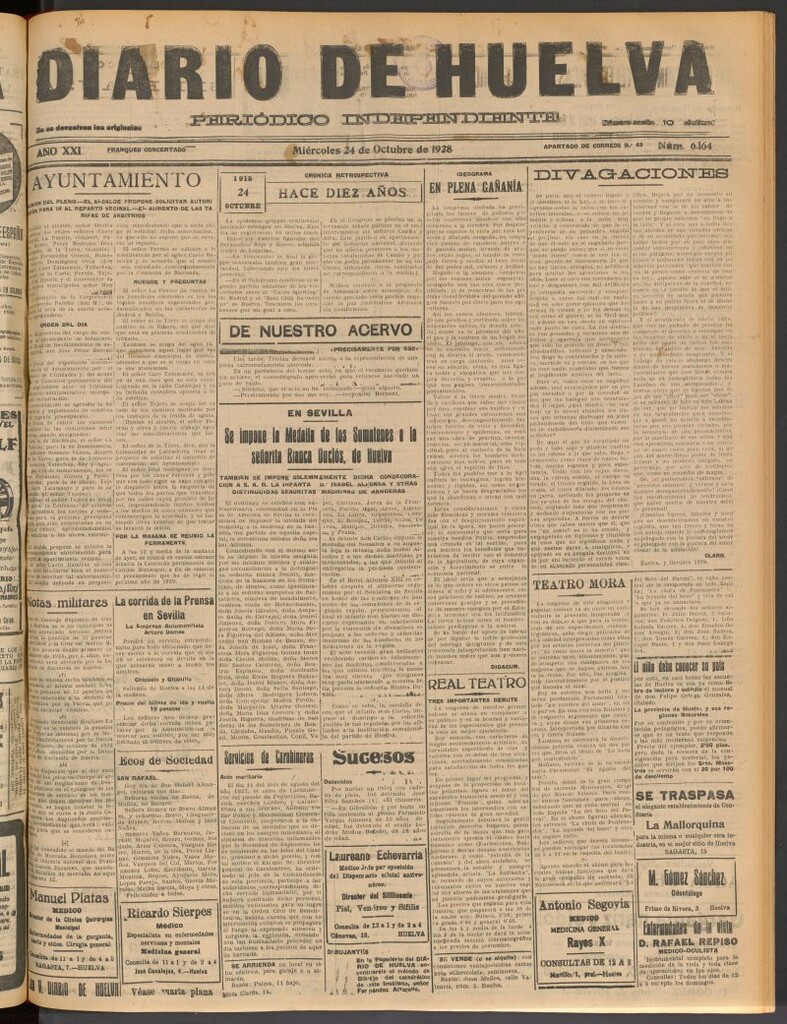 Miniatura de Diario de Huelva : periódico independiente del 24 de octubre de 1928