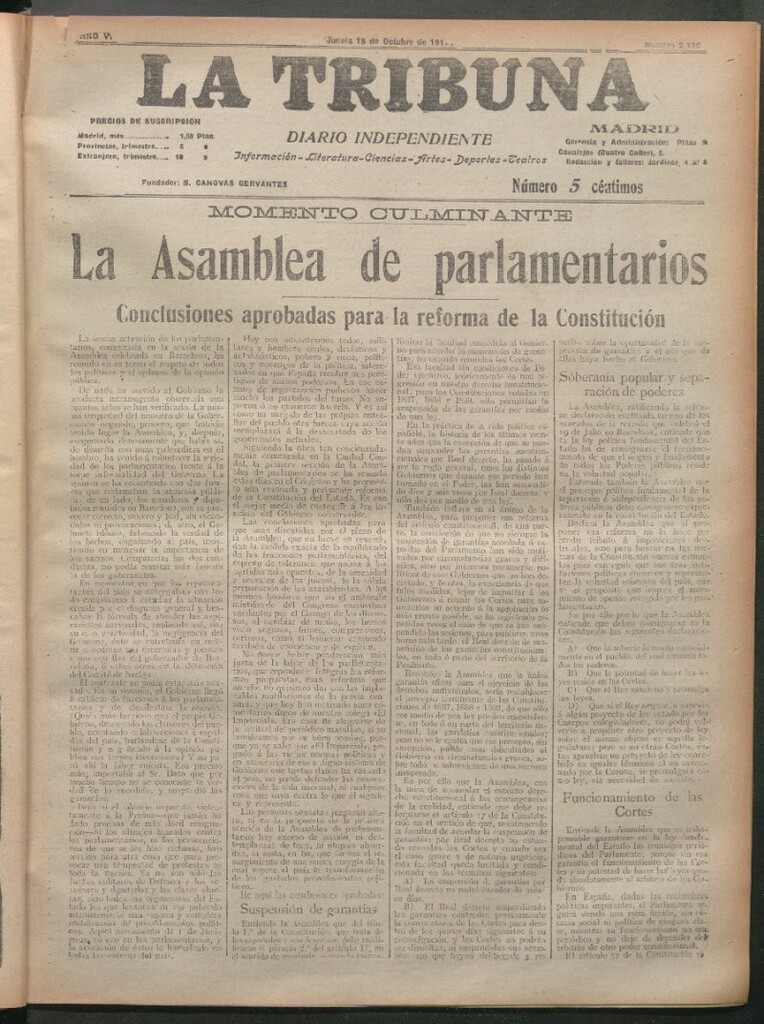 Miniatura de La Tribuna del 18 de octubre de 1917