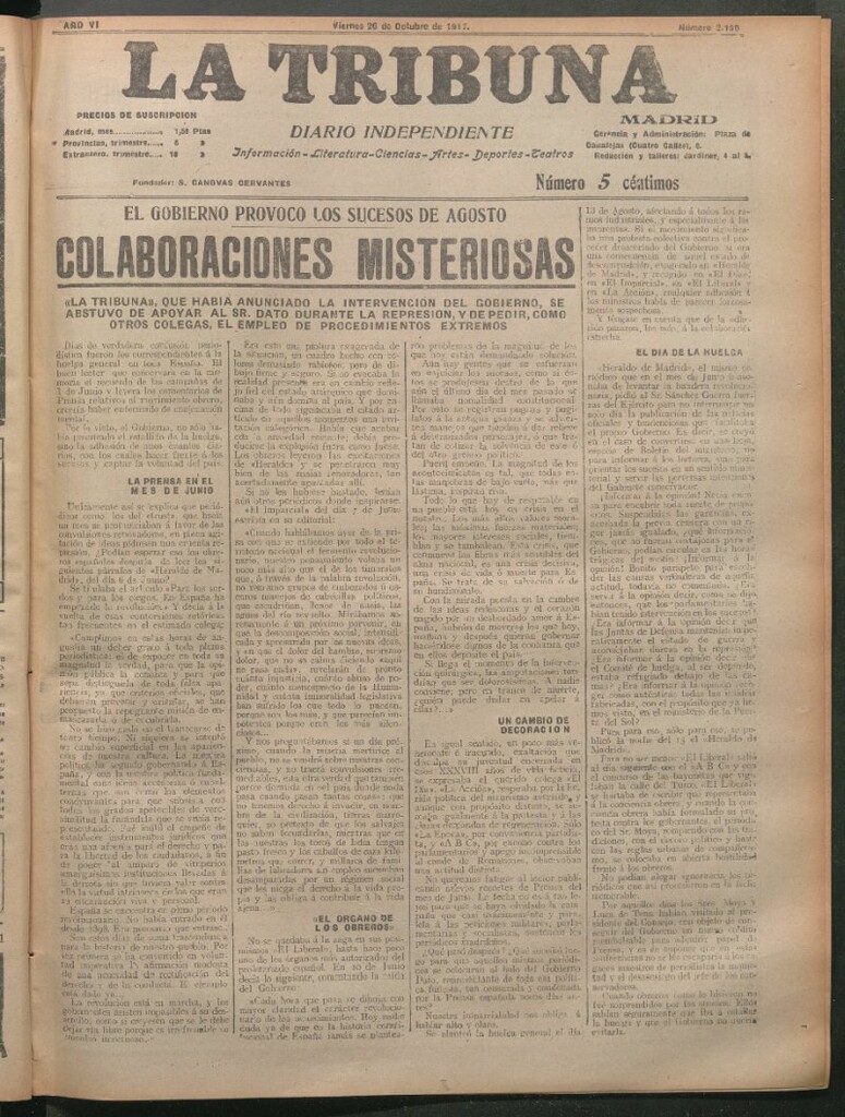 Miniatura de La Tribuna del 26 de octubre de 1917