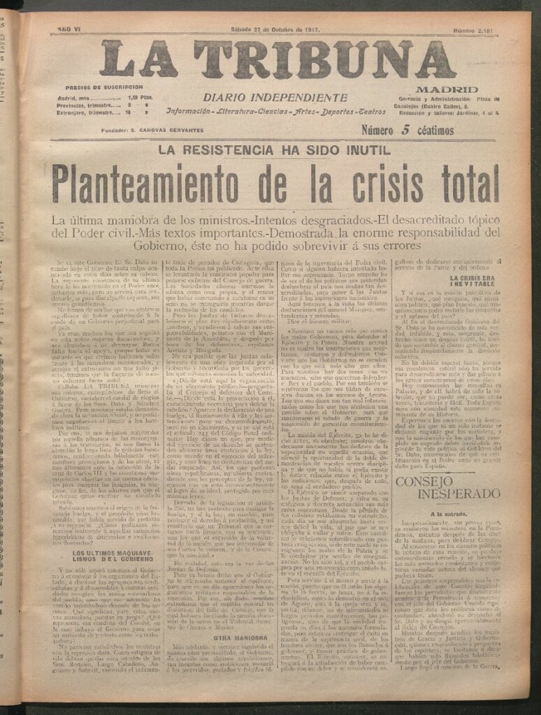 Miniatura de La Tribuna del 27 de octubre de 1917