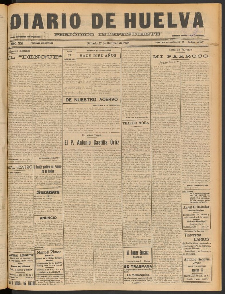 Miniatura de Diario de Huelva : periódico independiente del 27 de octubre de 1928