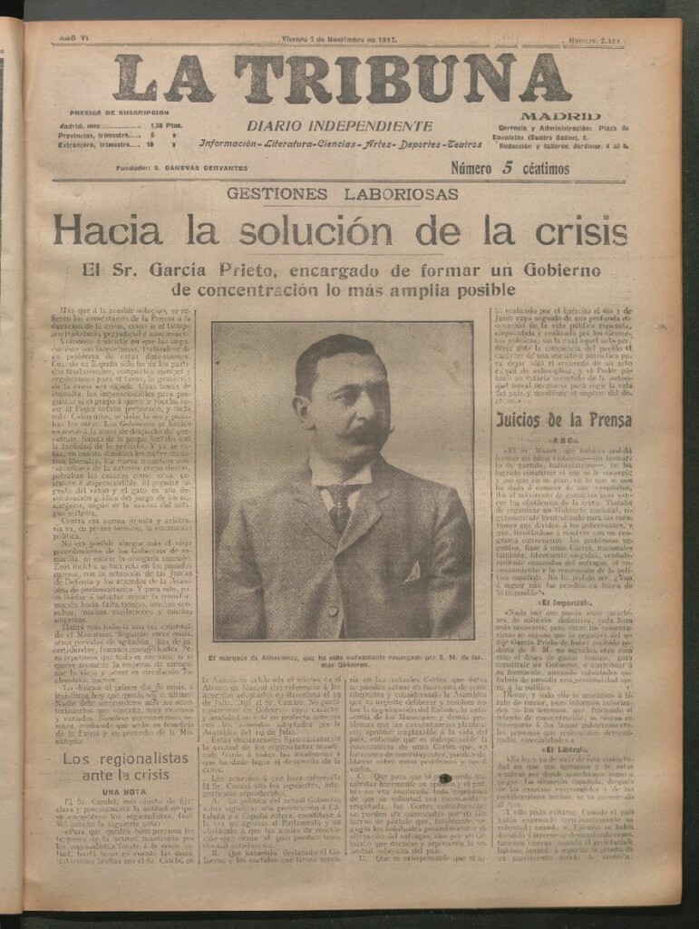 Miniatura de La Tribuna del 2 de noviembre de 1917