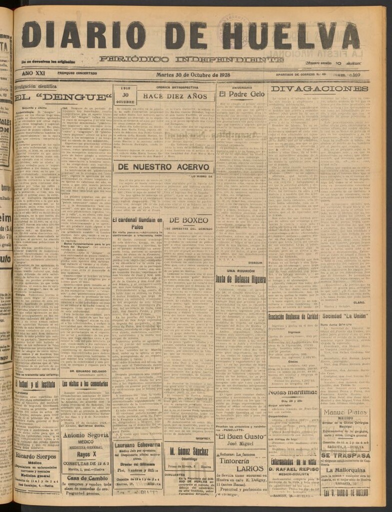 Miniatura de Diario de Huelva : periódico independiente del 30 de octubre de 1928