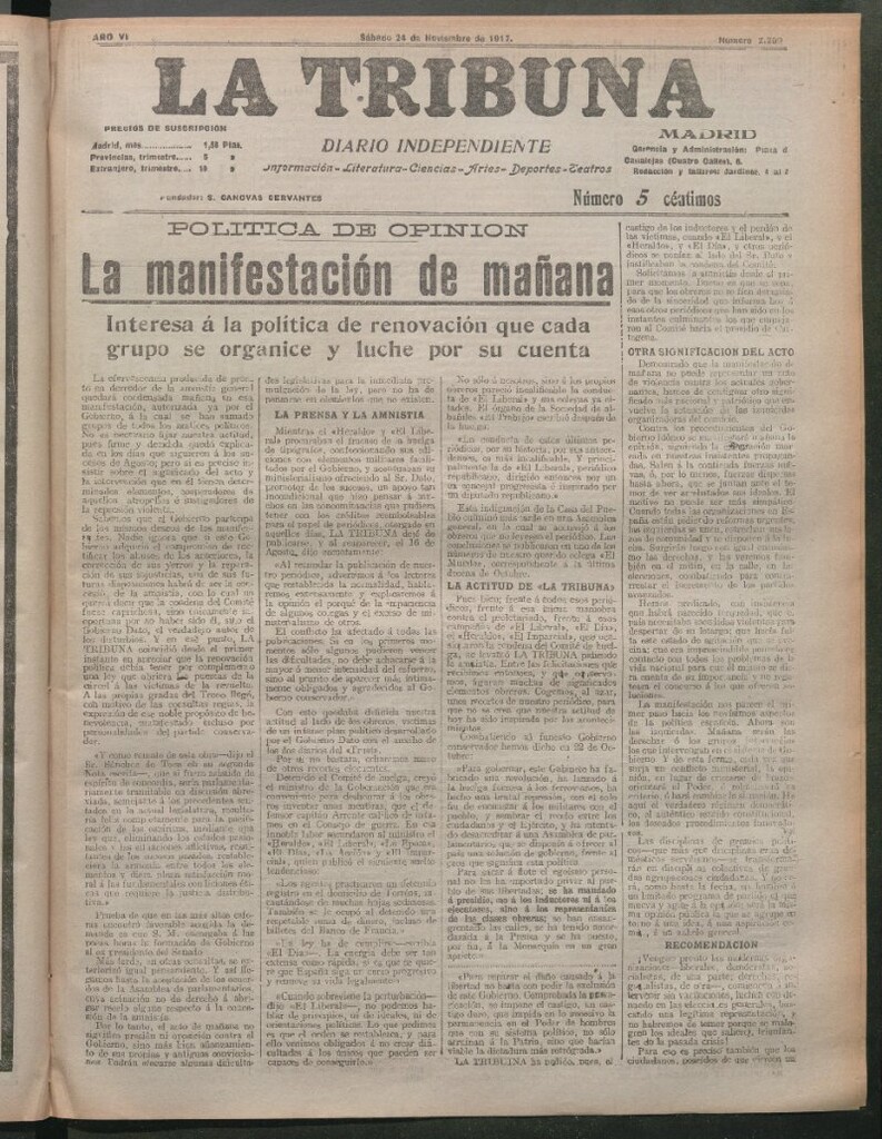 Miniatura de La Tribuna del 24 de noviembre de 1917