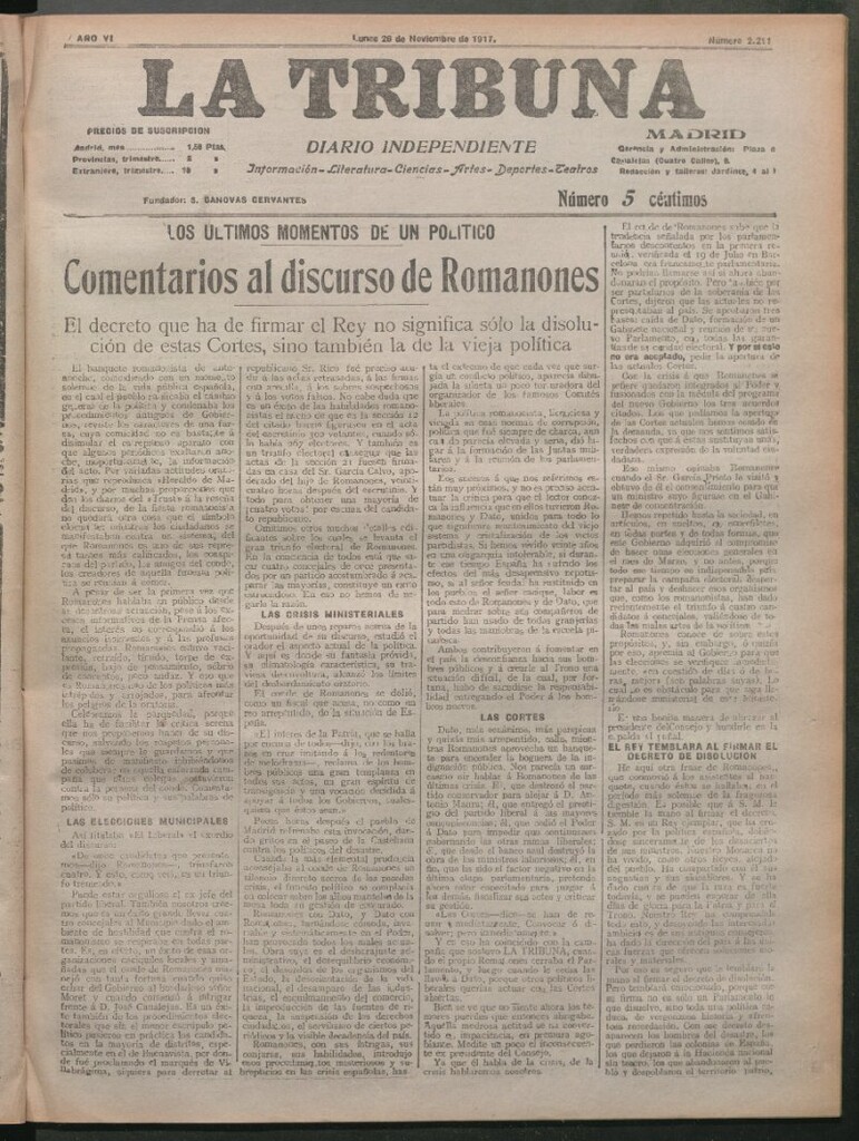 Miniatura de La Tribuna del 26 de noviembre de 1917
