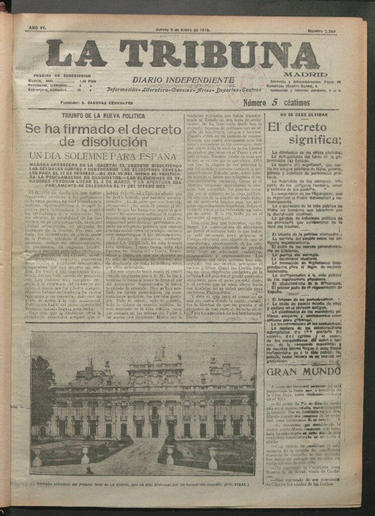 Miniatura de La Tribuna del 3 de enero de 1918