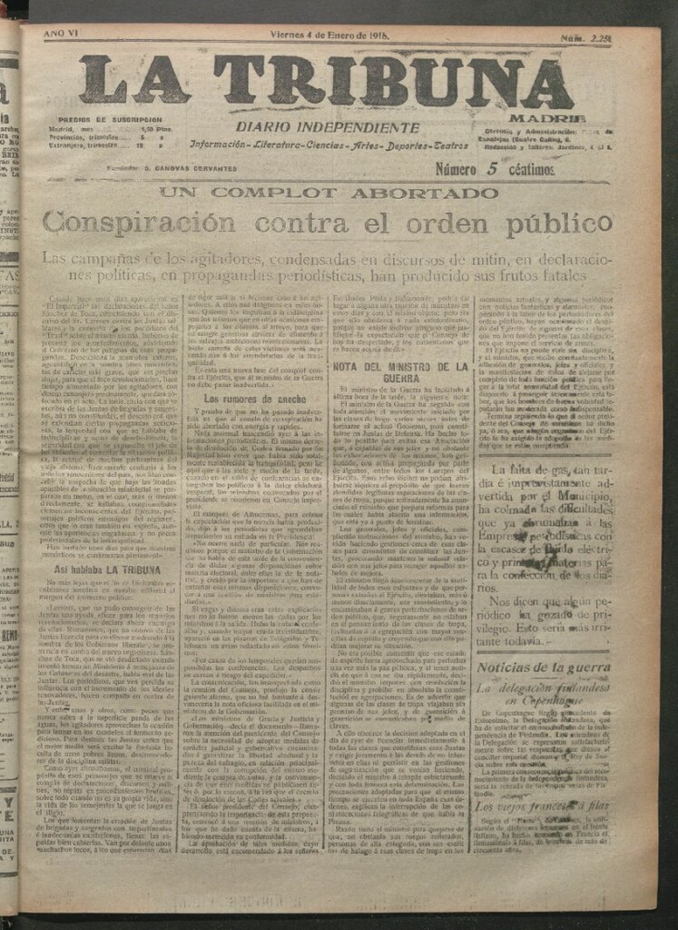 Miniatura de La Tribuna del 4 de enero de 1918