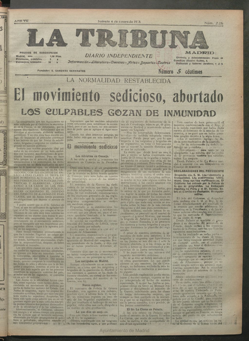 Miniatura de La Tribuna del 5 de enero de 1918