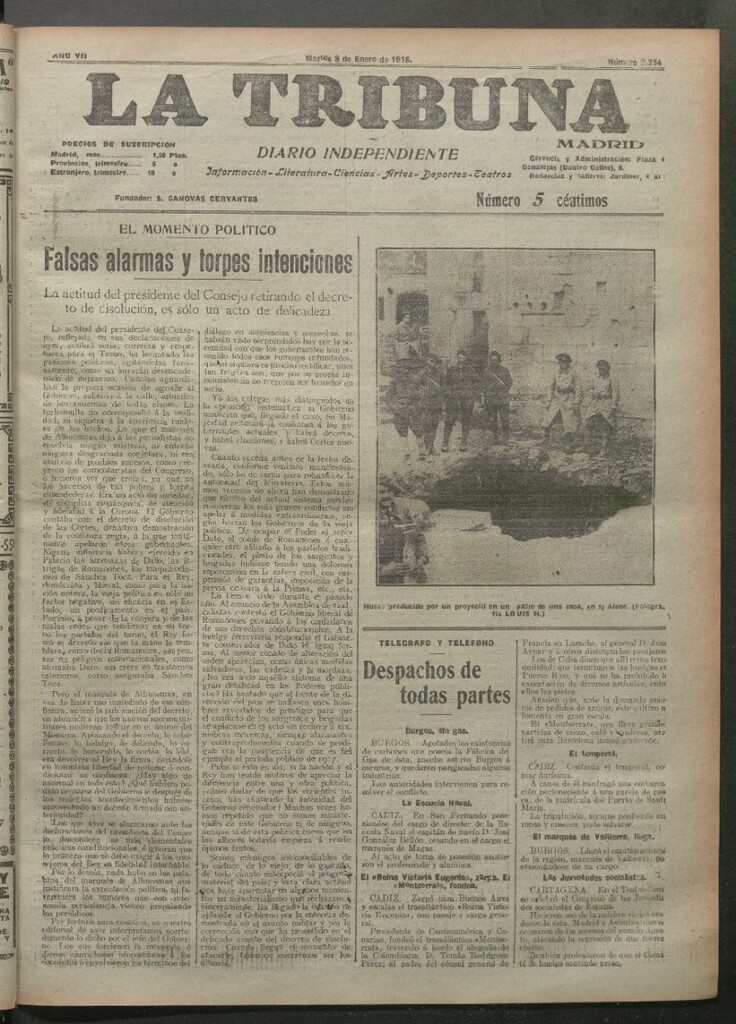 Miniatura de La Tribuna del 8 de enero de 1918