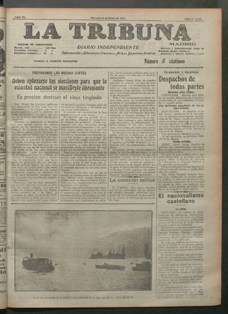 Miniatura de La Tribuna del 9 de enero de 1918