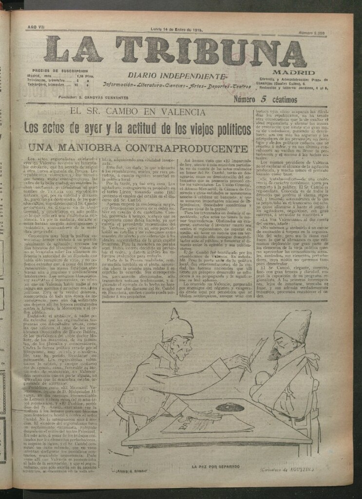 Miniatura de La Tribuna del 14 de enero de 1918