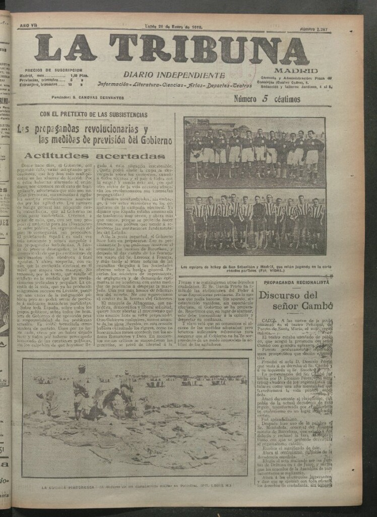 Miniatura de La Tribuna del 21 de enero de 1918