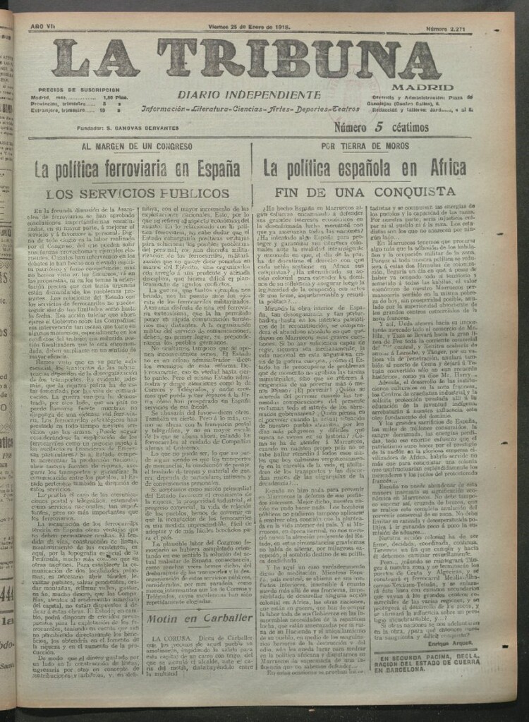 Miniatura de La Tribuna del 25 de enero de 1918