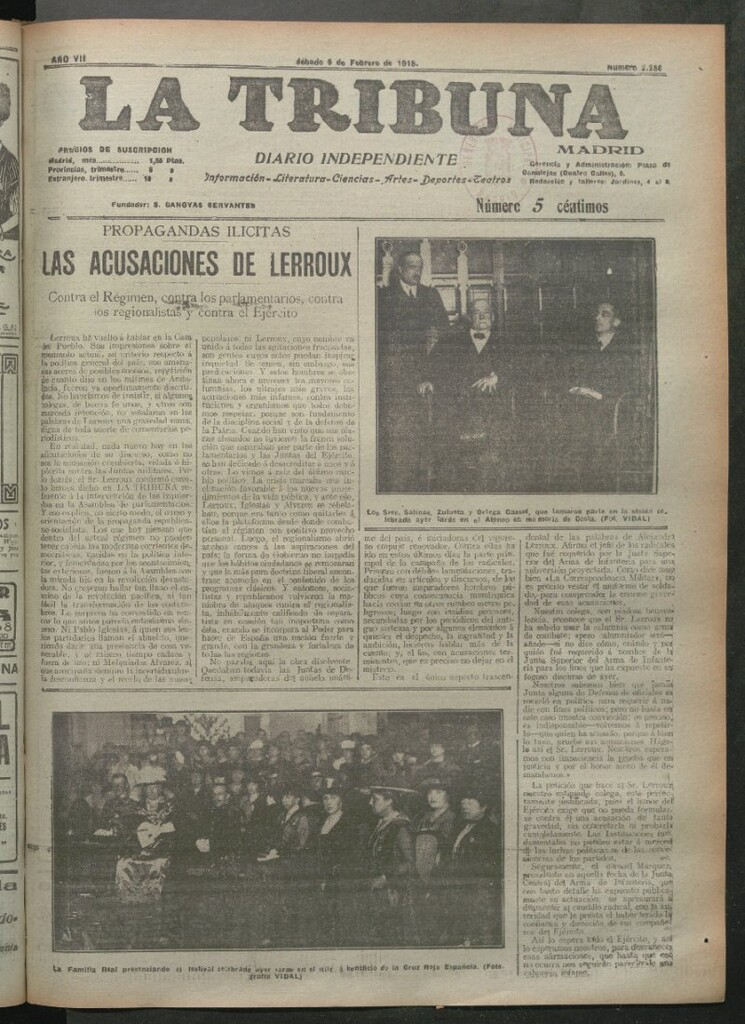 Miniatura de La Tribuna del 9 de febrero de 1918