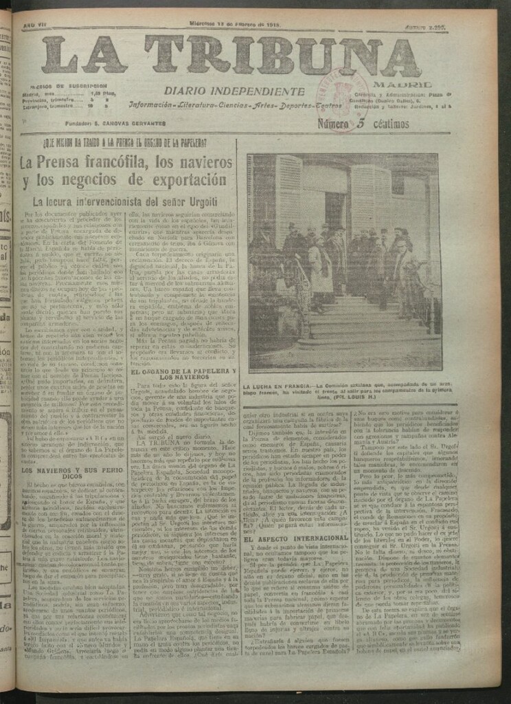 Miniatura de La Tribuna del 13 de febrero de 1918
