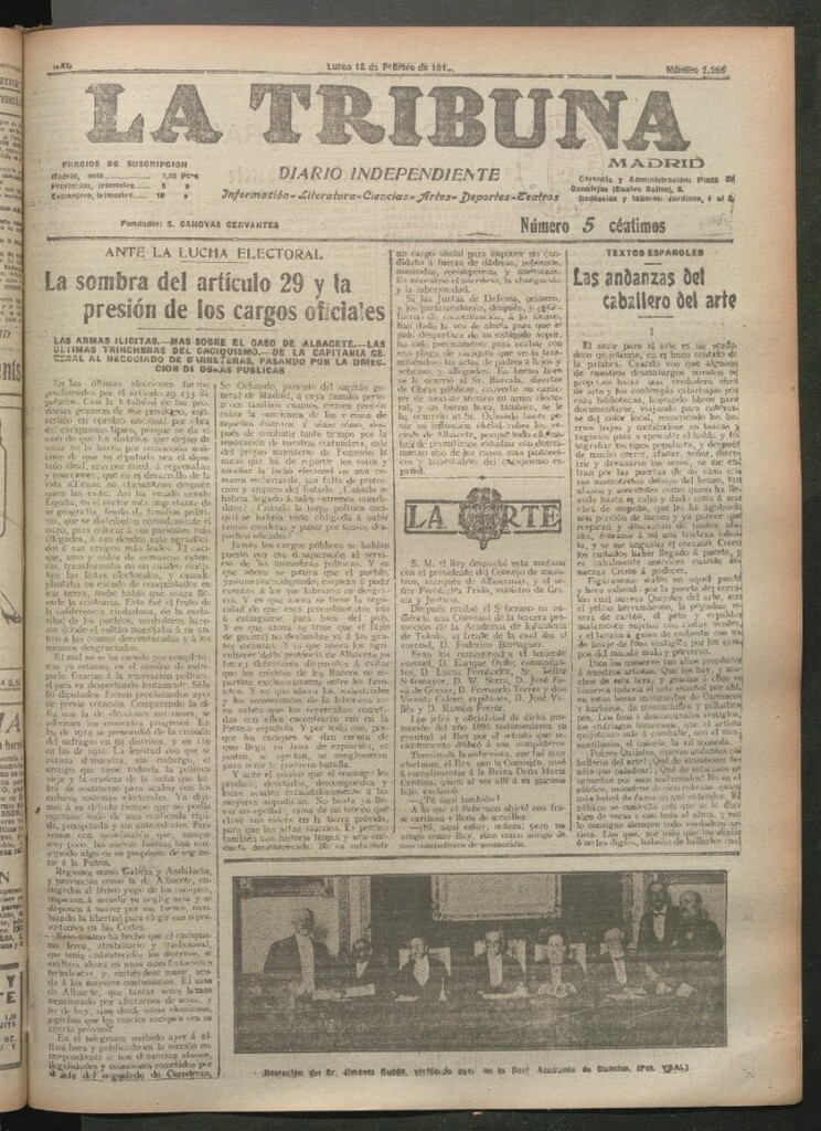 Miniatura de La Tribuna del 18 de febrero de 1918