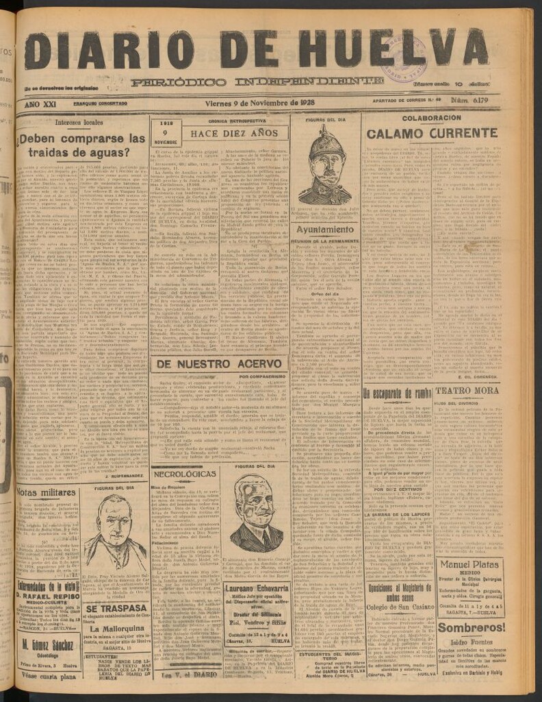 Miniatura de Diario de Huelva : periódico independiente del 9 de noviembre de 1928