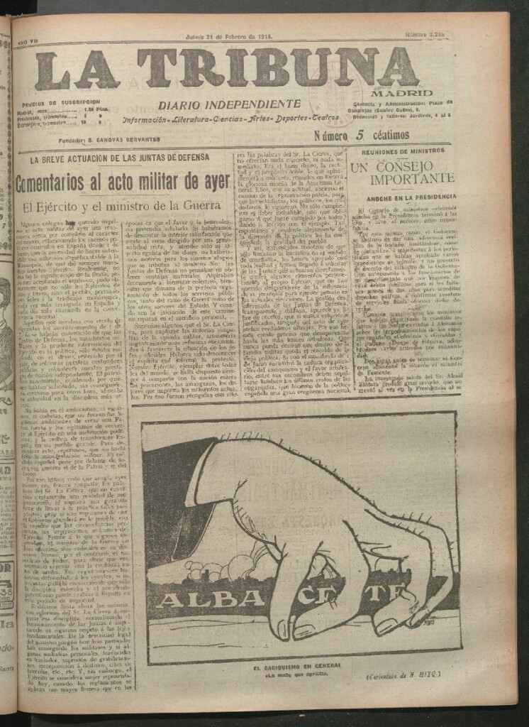 Miniatura de La Tribuna del 21 de febrero de 1918