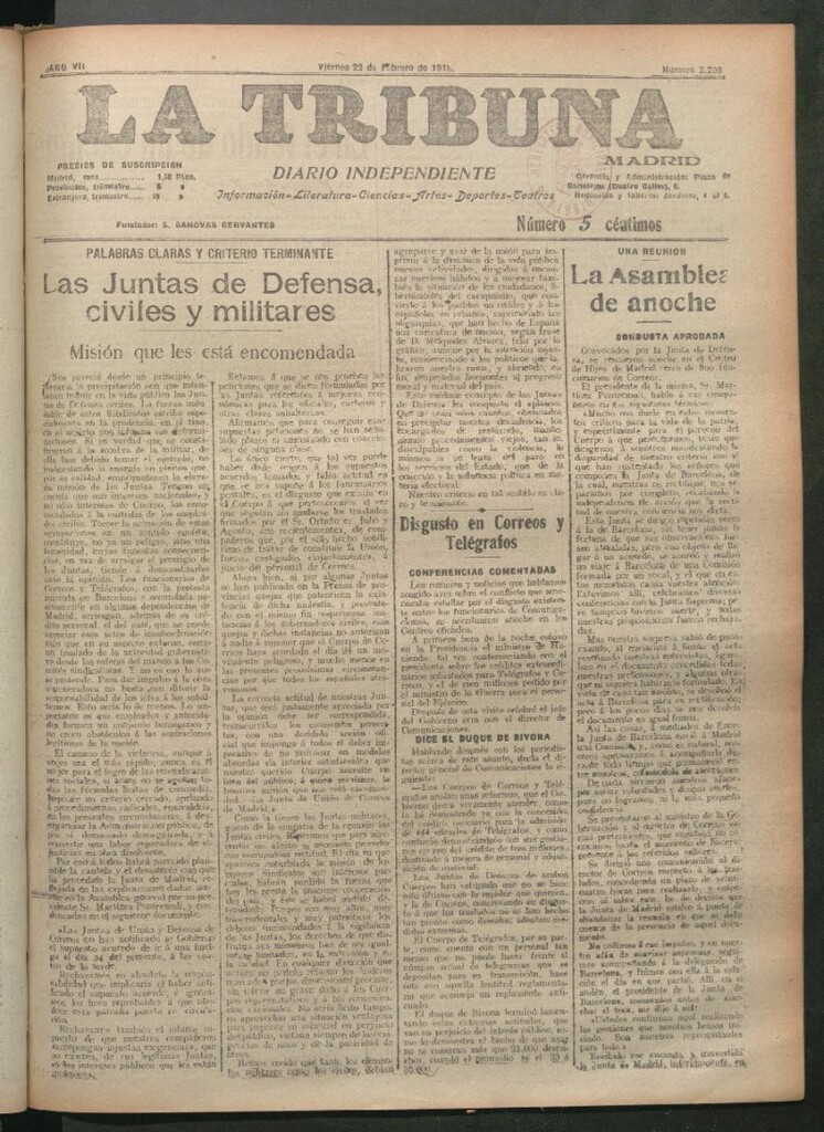 Miniatura de La Tribuna del 22 de febrero de 1918