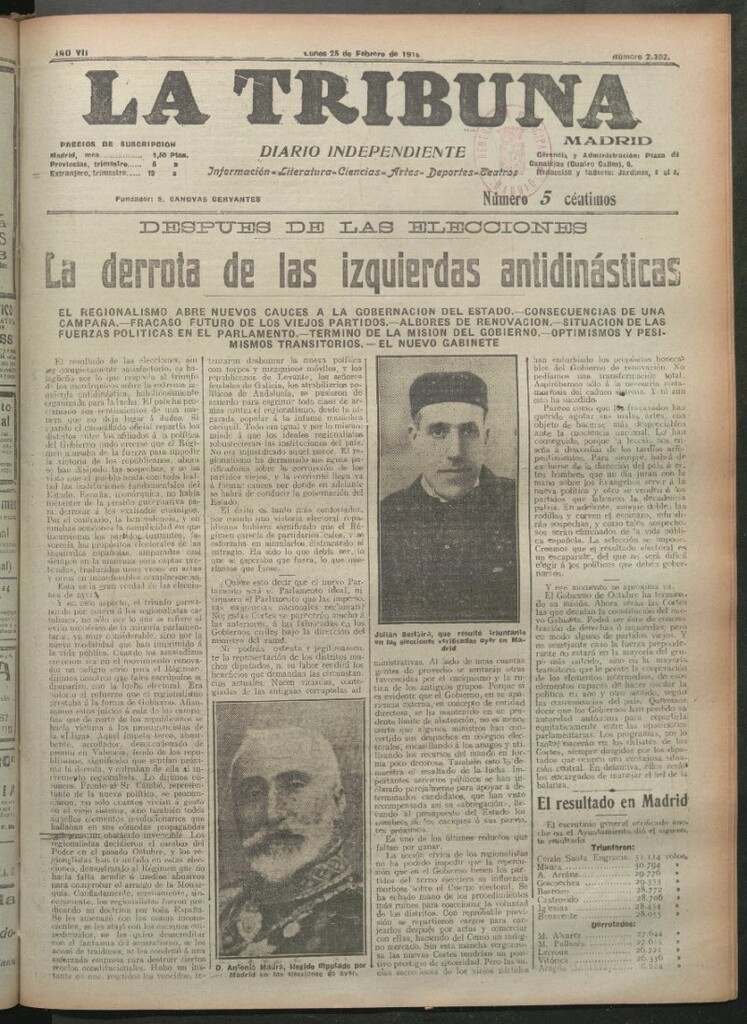 Miniatura de La Tribuna del 25 de febrero de 1918