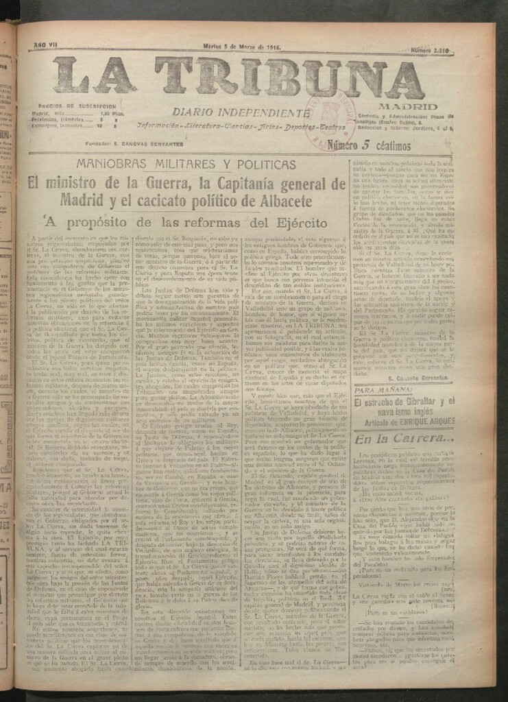 Miniatura de La Tribuna del 5 de marzo de 1918