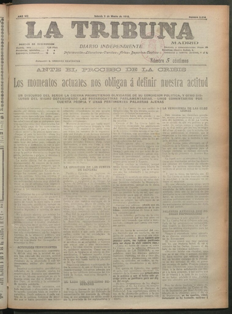 Miniatura de La Tribuna del 9 de marzo de 1918