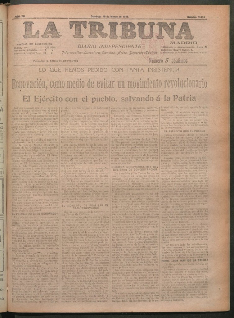 Miniatura de La Tribuna del 10 de marzo de 1918